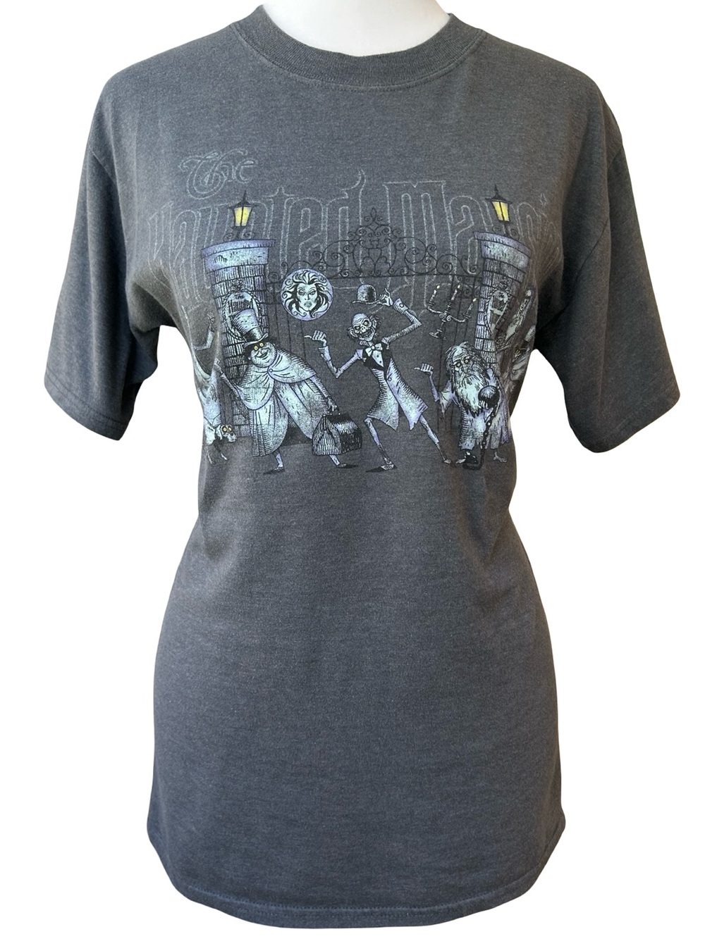 THE HAUNTED MANSION Disney Parks Hanes Gray Glow in the Dark T-shirt VTG Y2K S